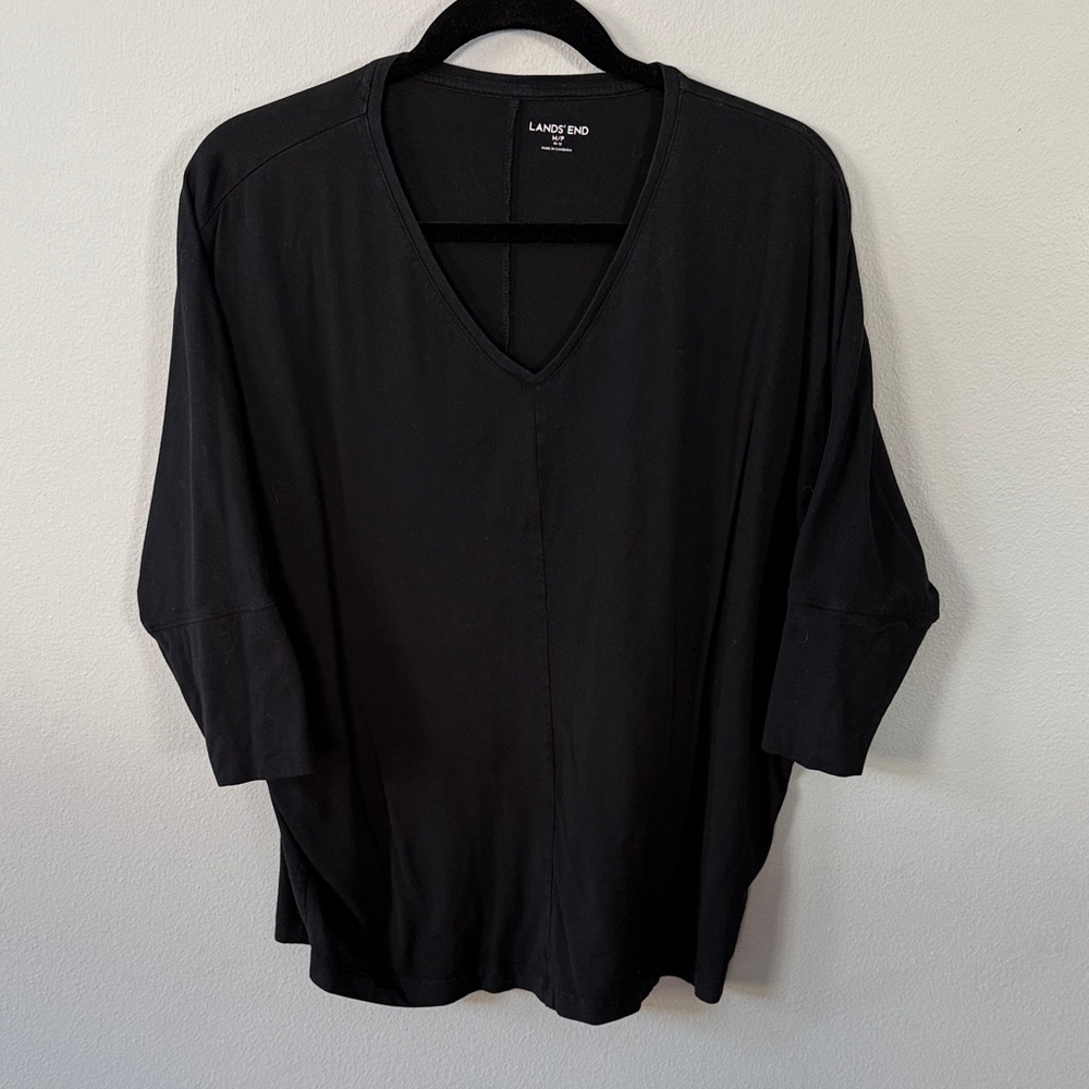 Lands' End Black V-Neck Dolman Sleeve Tunic